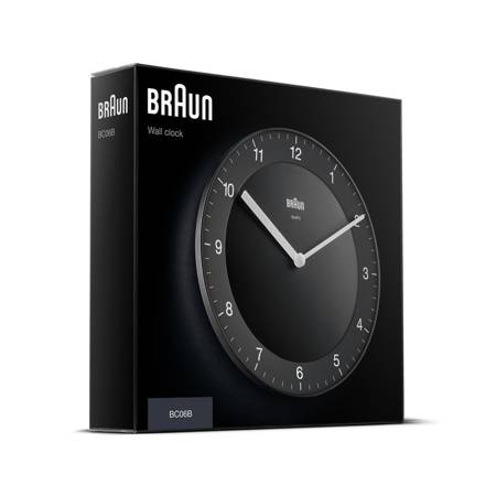 Zegar Braun ścienny czarny CICHY 20 cm BC06B