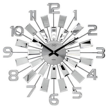 Zegar JVD ścienny srebrny lustra DUŻY 49cm HT100.3