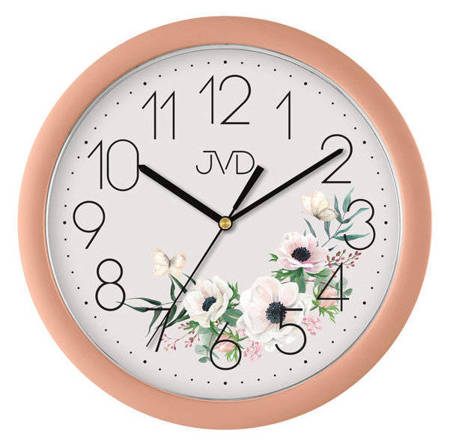 Zegar JVD ścienny złoty kwiaty 25cm CICHY HP612.D9