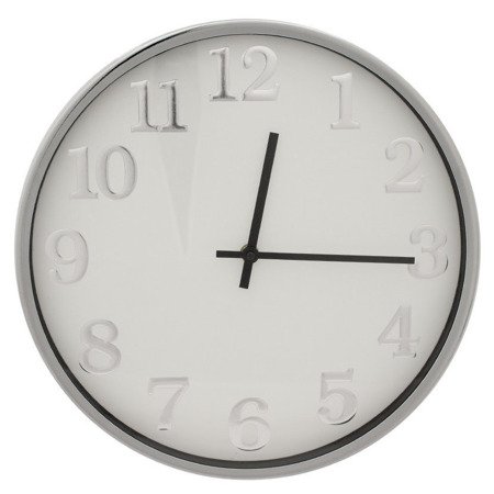 Zegar ścienny metalowy srebrny nowoczesny elegancki  średni 103757
