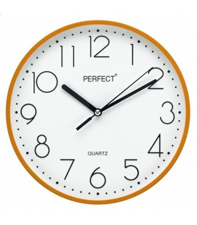 Zegar ścienny pomarańczowy nowoczesny czytelny tworzywo FX-5814 Orange